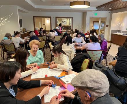 Students volunteering at Senior Home