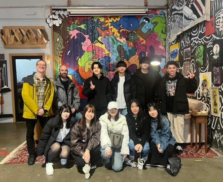 Students visiting a local non-profit