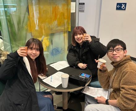 Students enjoying a cup of Portland coffee