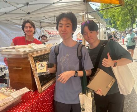 Students enjoying the farmer's market