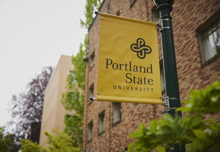 Portland state campus sign
