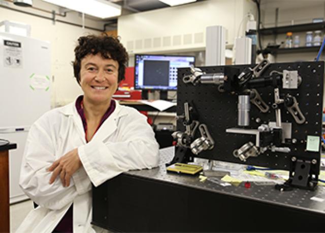 Professor Jay Nadeau with holographic microscope