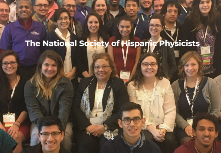 Picture of people with text National Society of Hispanic Physicists