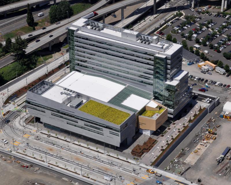 aerial view of the robertson life sciences building
