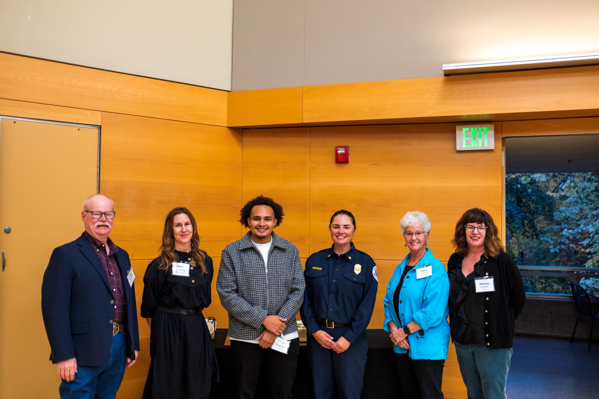 The panelists of speakers at the Oregon Consensus anniversary party. From left to right, Paul Anderes, Robin Harkless, Isaiah Jackman, Mariana Ruiz-Temple, Donna Silverberg, and Whitney Grubbs