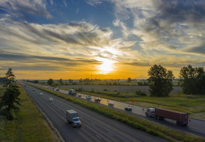 Oregon Highway at Sunset