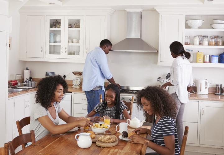 Family at their kitchen table