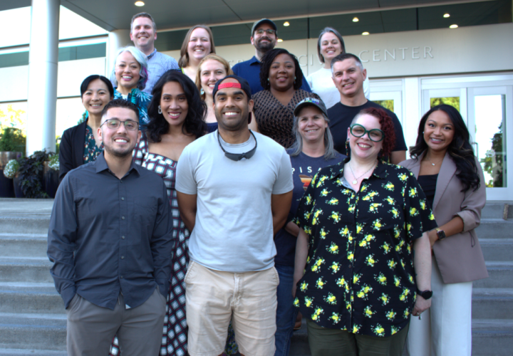 A group photo of the 2025 Hillsboro Civic Leadership Academy. Everyone is looking at and smiling at the camera