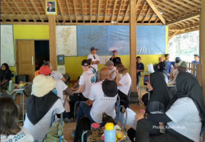 A group of ECCR students focused toward the front of a classroom in Indonesia