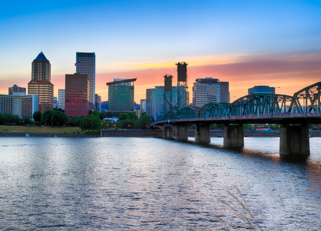 river sunset downtown portland oregon