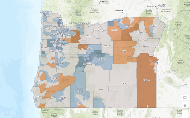 Map showing population change over time