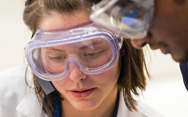 two students working in a lab