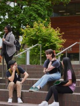 students on stairs