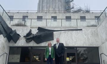 President Ann Cudd and Vice President Rick Tankersley at the Capitol building. 