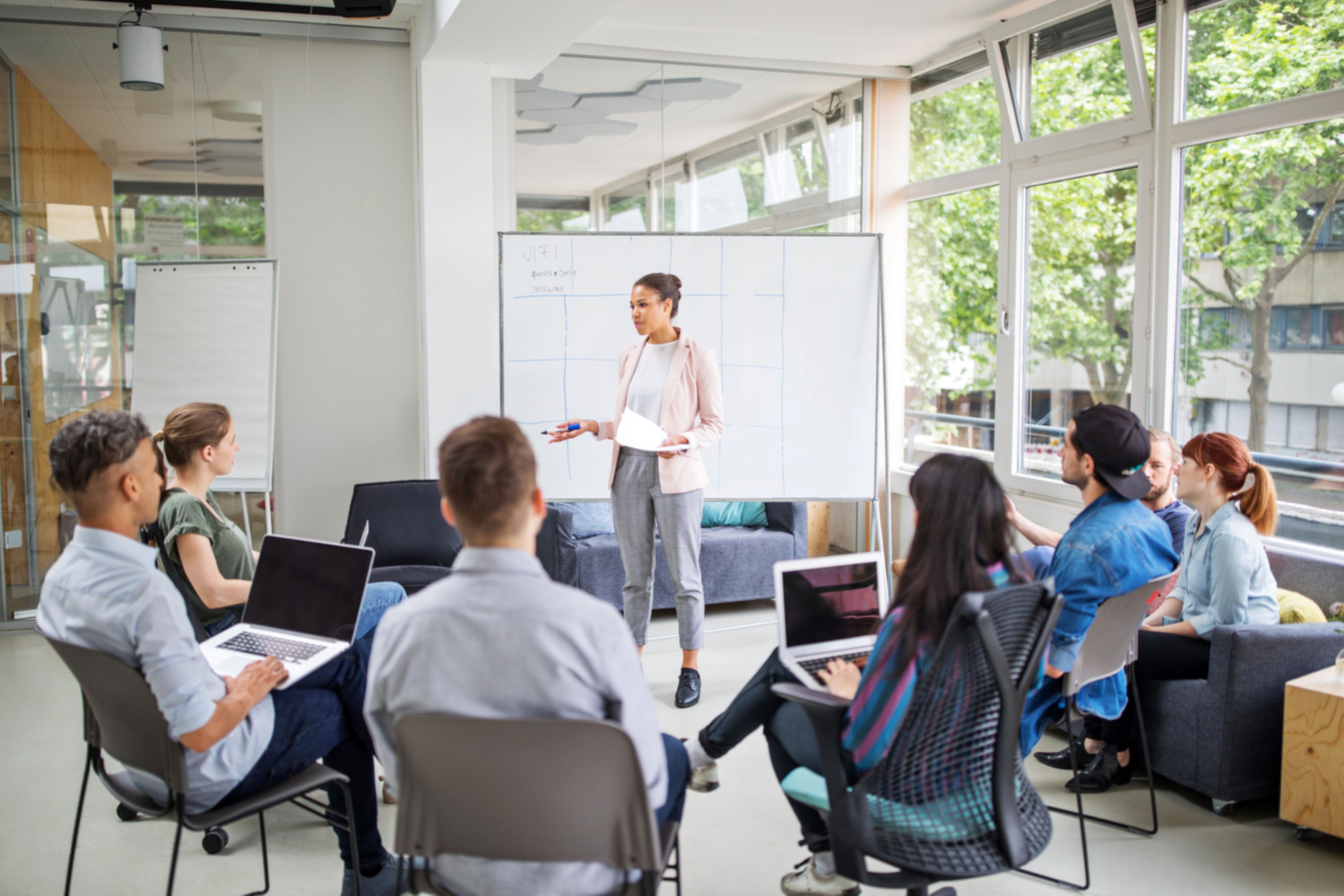 Instructor giving presentation 