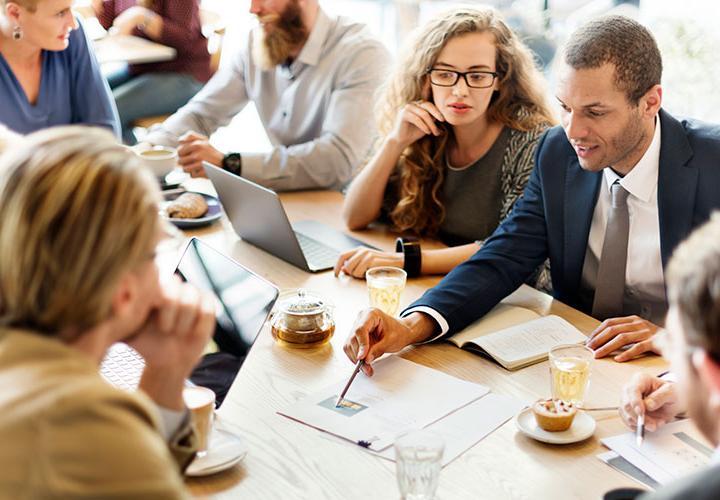 Business team meeting at a conference table