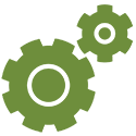 Icon of two gears together