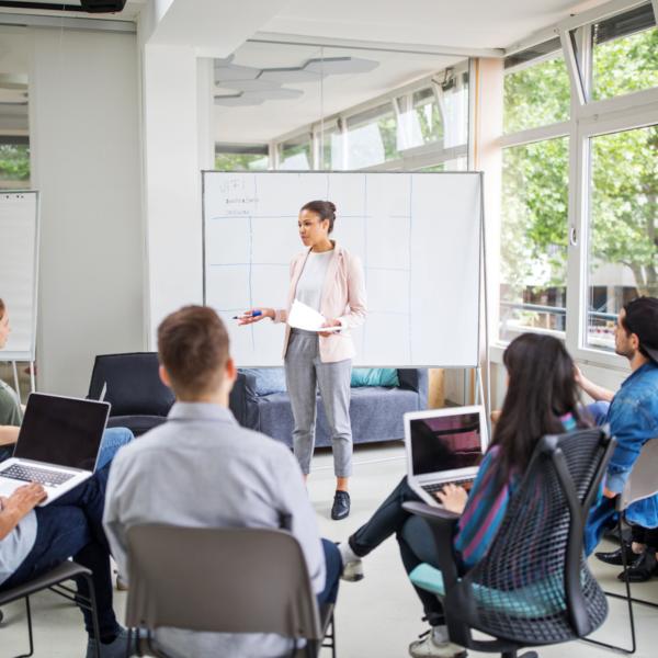 Instructor giving presentation 