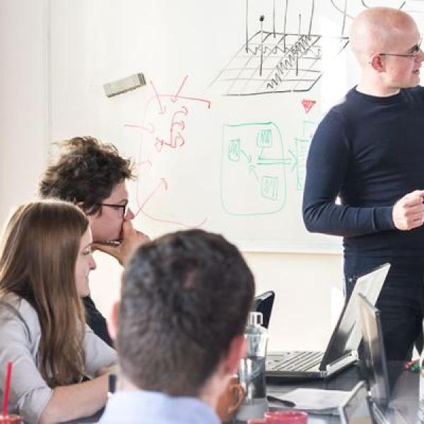 Person leading a meeting