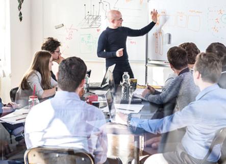 Relaxed informal company team meeting
