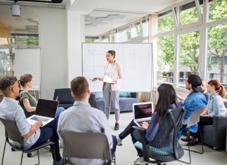 Instructor giving presentation 