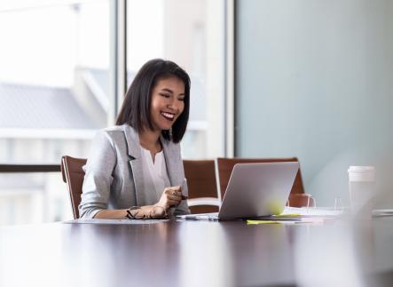 Professional taking an online training 