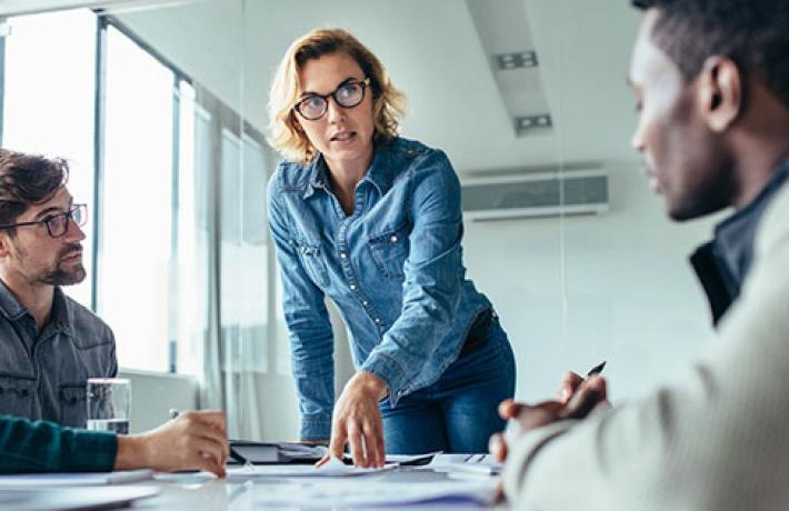 Businesswoman leading a presentation