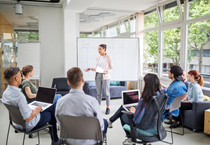 Instructor giving presentation 