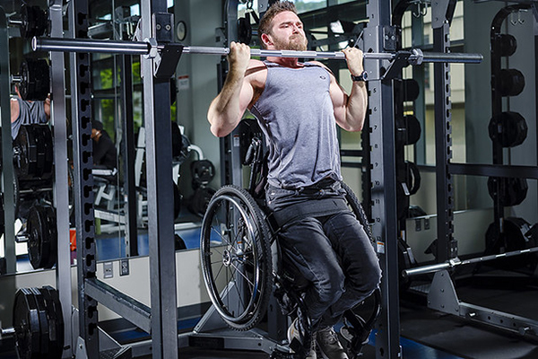 PSU online student working out at the campus rec center