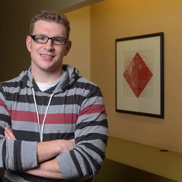 PSU online student in the art museum