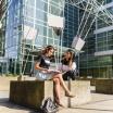 two PSU online students studying together