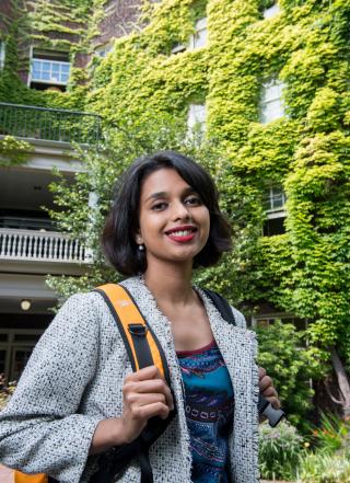 closeup of student on PSU campus