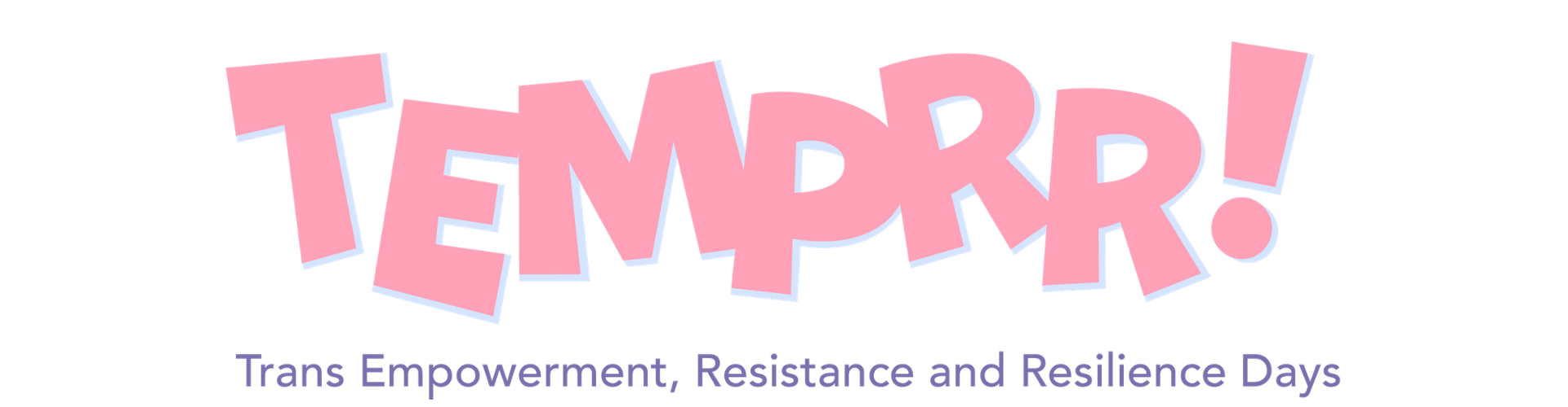 Light pink text with a light blue shadow that reads TEMPRR