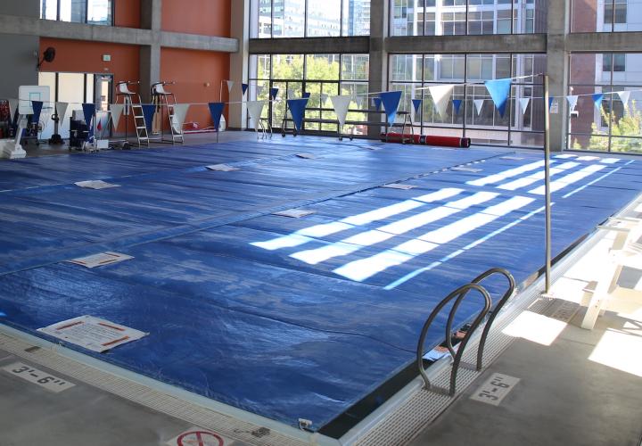 The Rec Center pool with a cover on top.