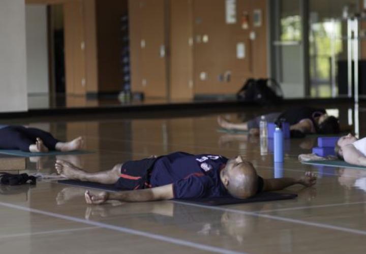 People resting on the rec floor