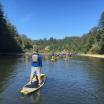 Group of stand-up paddleboarders on a river