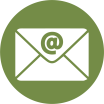 green circle with white closed envelope and @ symbol on flap