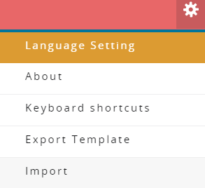 Screen shot of import selection in settings menu