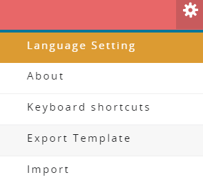 Screen shot of export template selection in settings menu