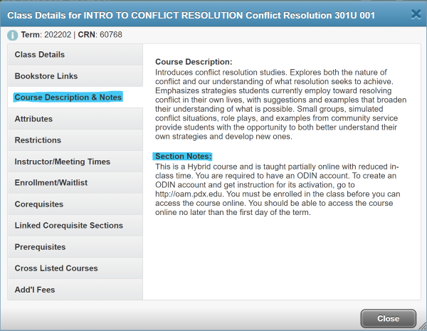 Course Schedule Course Details