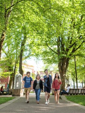 image of students walking in park blocks