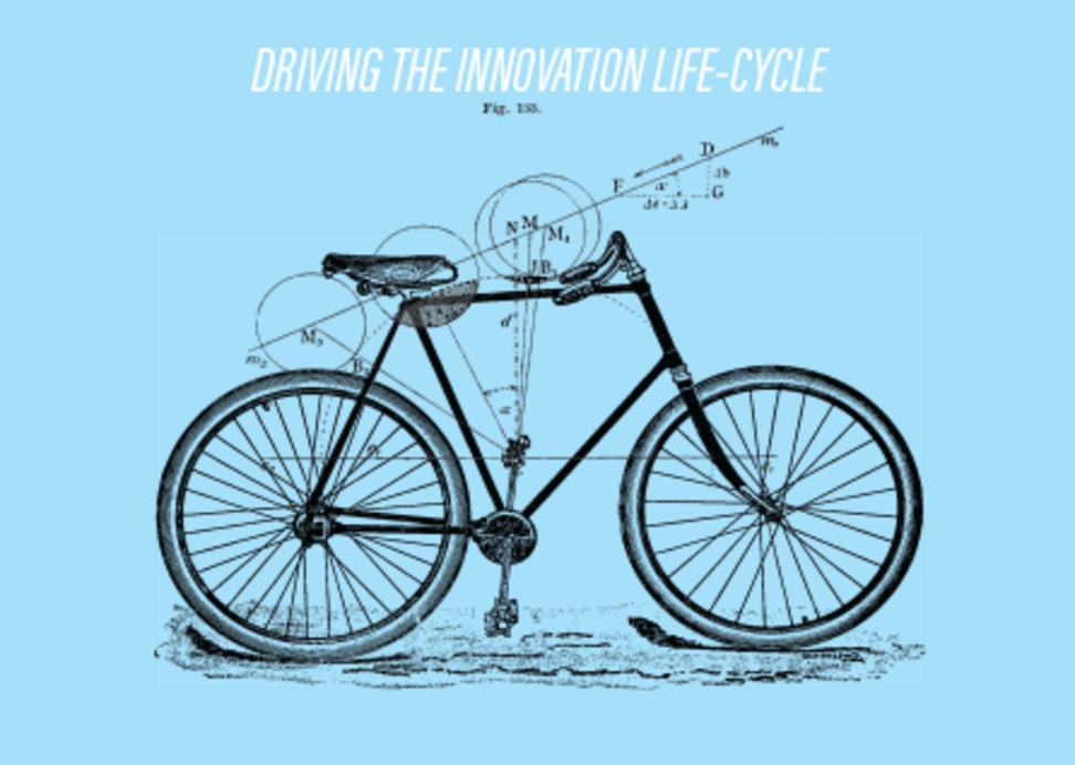 Diagram of innovation life cycle with bicycle