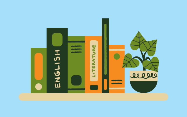 A graphic of books