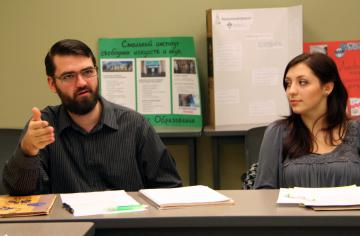 Flagship students preparing presentations