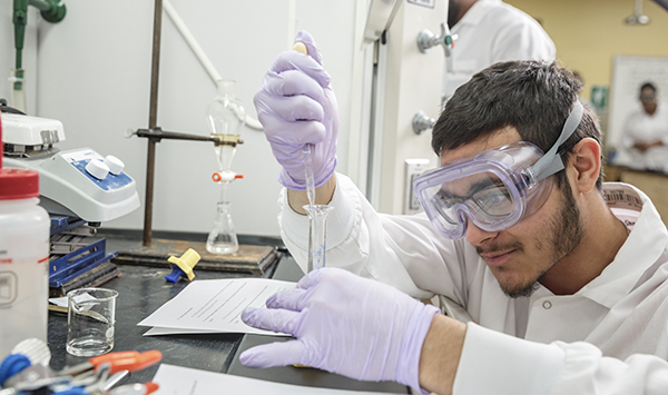 Student working in a lab