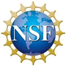 Logo for National Science Foundation. Has letters NSF on a round background.