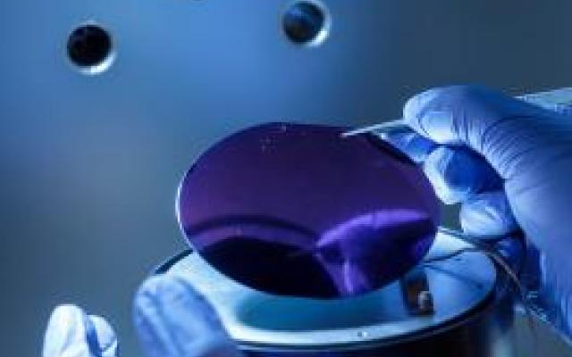 Lab person working on semiconductors