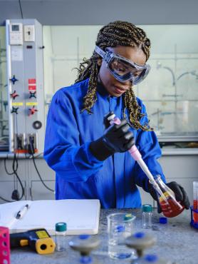 student working in laboratory