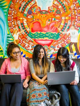 Students collaborating in the Multicultural Center