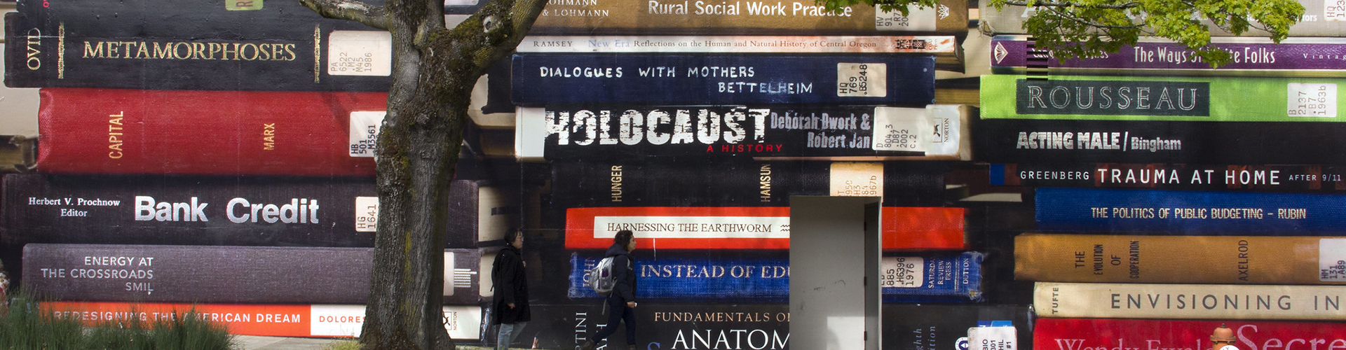 mural featuring books on SW 5th Street 